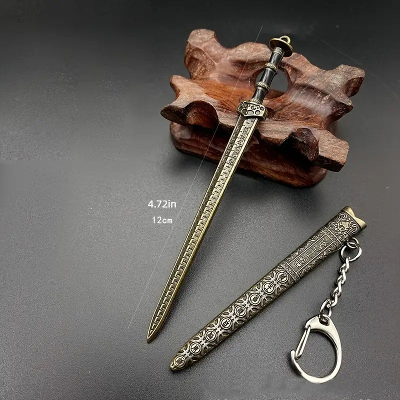 Porte-clés épée médiévale en métal – Breloque sabre antique élégante pour homme