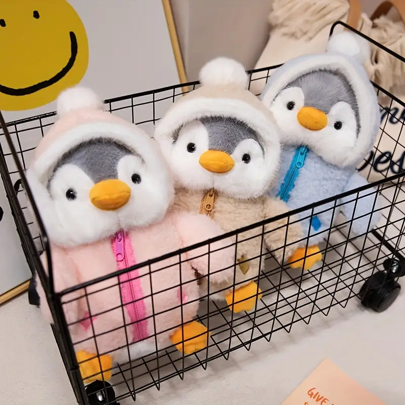 Peluche pingouin en manteau à capuche – Doudou doux et câlin pour enfants