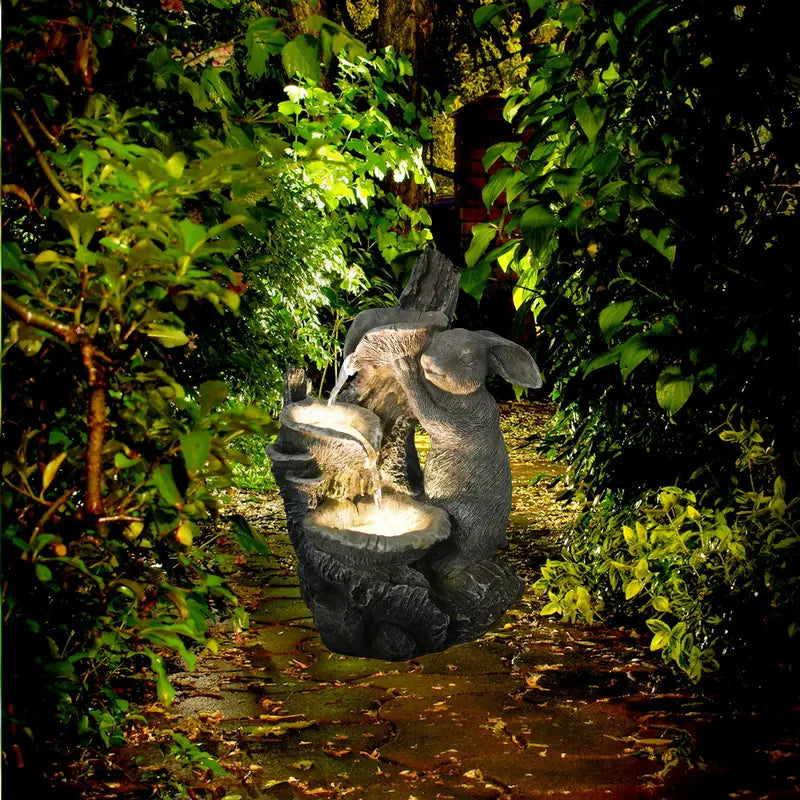 Fontaine lumineuse extérieure à LED avec statue d’animal  Décoration de jardin design et apaisante