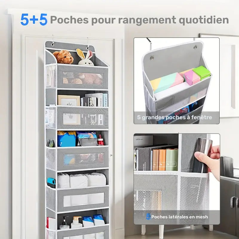 Organisateur Mural de Porte pour Chambre Bébé – Rangement Suspendu Polyvalent à Poches