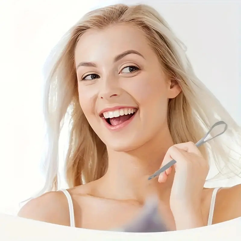 Gratte-langue Hygiénique en Acier Inoxydable – Nettoyeur de Langue Antibactérien pour Haleine Fraîche et Hygiène Buccale
