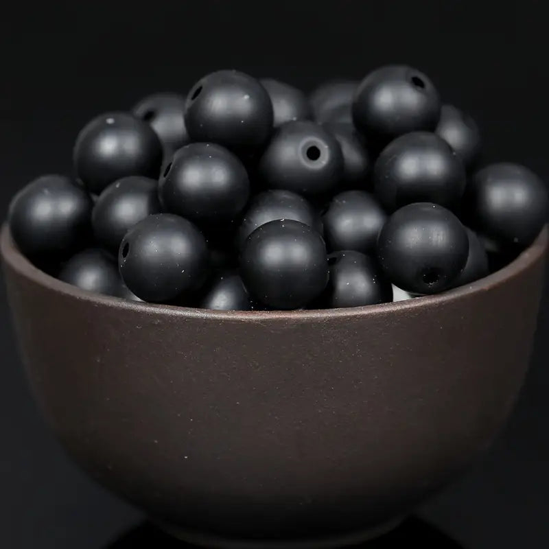Perles en pierre de lave noire – Pierres précieuses en vrac naturelles pour bijoux, lithothérapie et diffuseur d’huiles essentielles