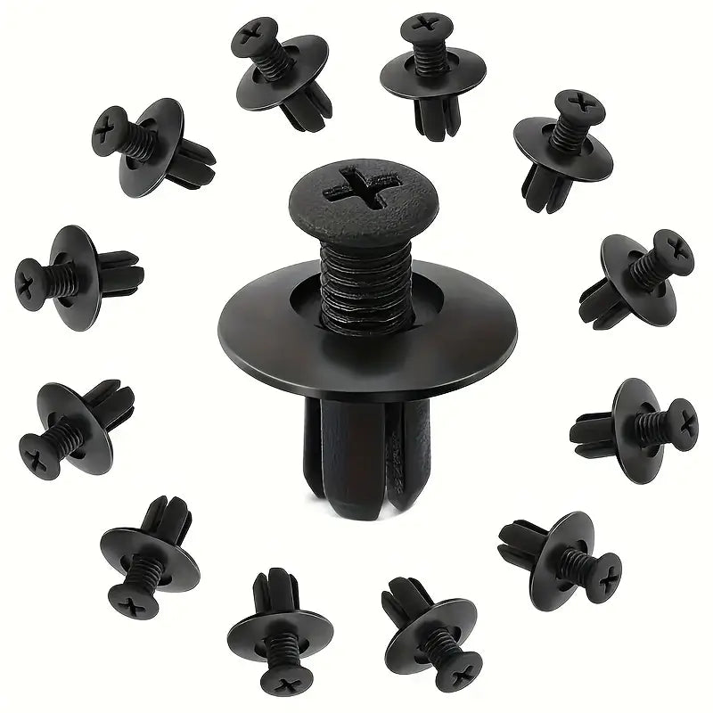 Clips de Fixation en Plastique Noir – Rivets Universels pour Panneaux, Carrosserie et Applications Industrielles