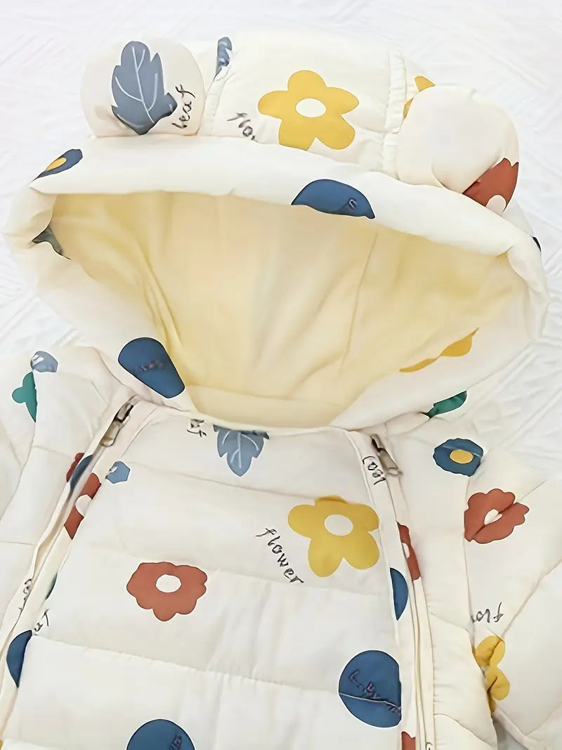 Combinaison Body Bébé Hiver Bleu Imprimé Animaux – Chaud, Doux et Confortable