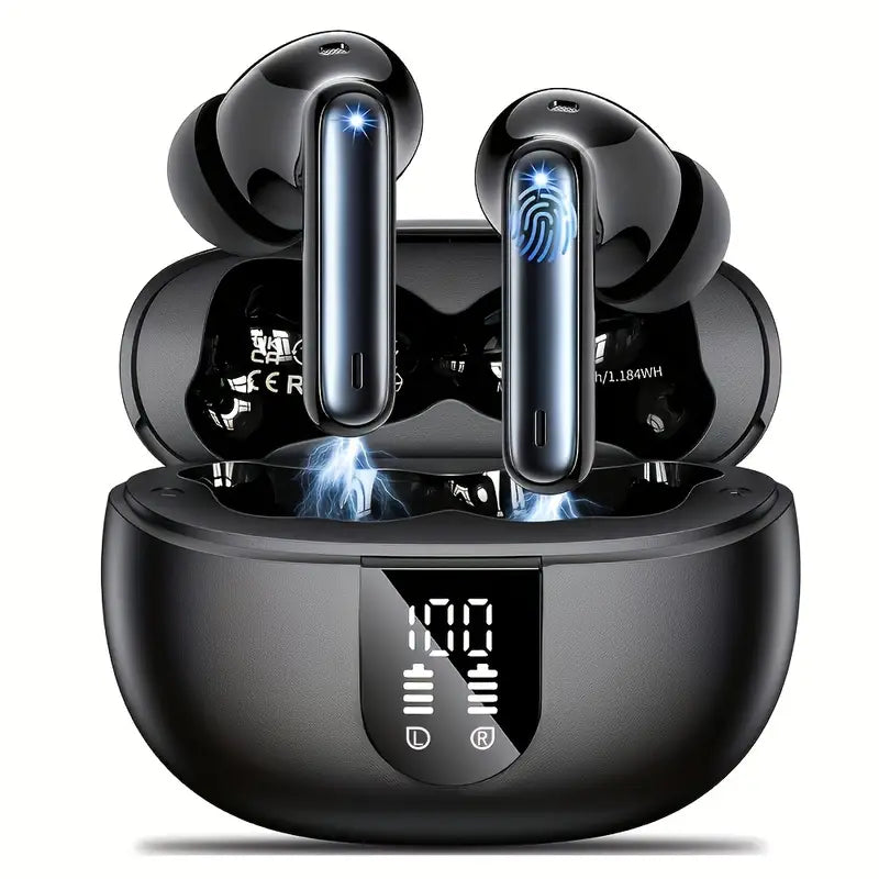 Écouteurs Sans Fil Bluetooth avec Boîtier de Charge LED – Design Rose Élégant et Confortable