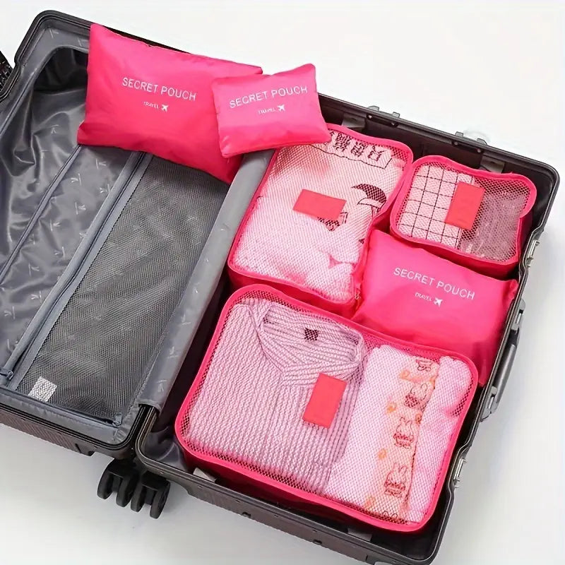 Set de pochettes de voyage 6 pièces Organisateurs valise imperméables pour vêtements et cosmétiques