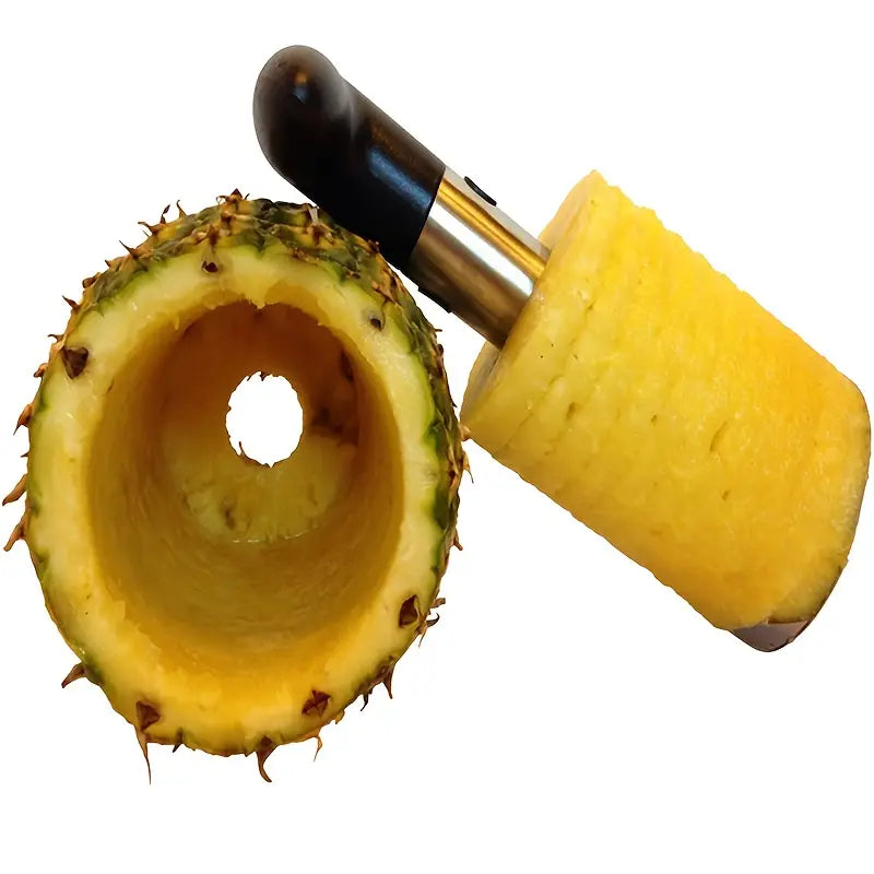 Coupe-Ananas Inox avec Poignée Ergonomique – Épluche, Vide et Tranche Facilement en Spirale – Outil Pratique pour Cuisine et Fruits Frais