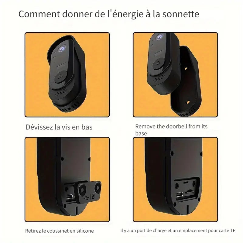 Interphone Vidéo Sans Fil avec Écran – Sonnette Connectée 2.4G Étanche avec Audio Bidirectionnel et Vision en Temps Réel