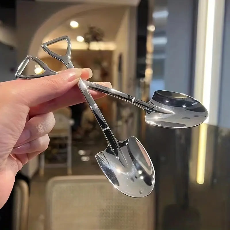 Cuillères Originales en Forme de Pelle Dorée – Lot de 4 Cuillères de Service Créatives pour Café, Desserts et Glaces