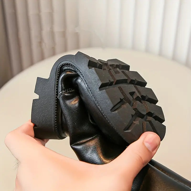 Bottes fille noires avec nœud et perles – Chaussures élégantes et confortables pour l’hiver