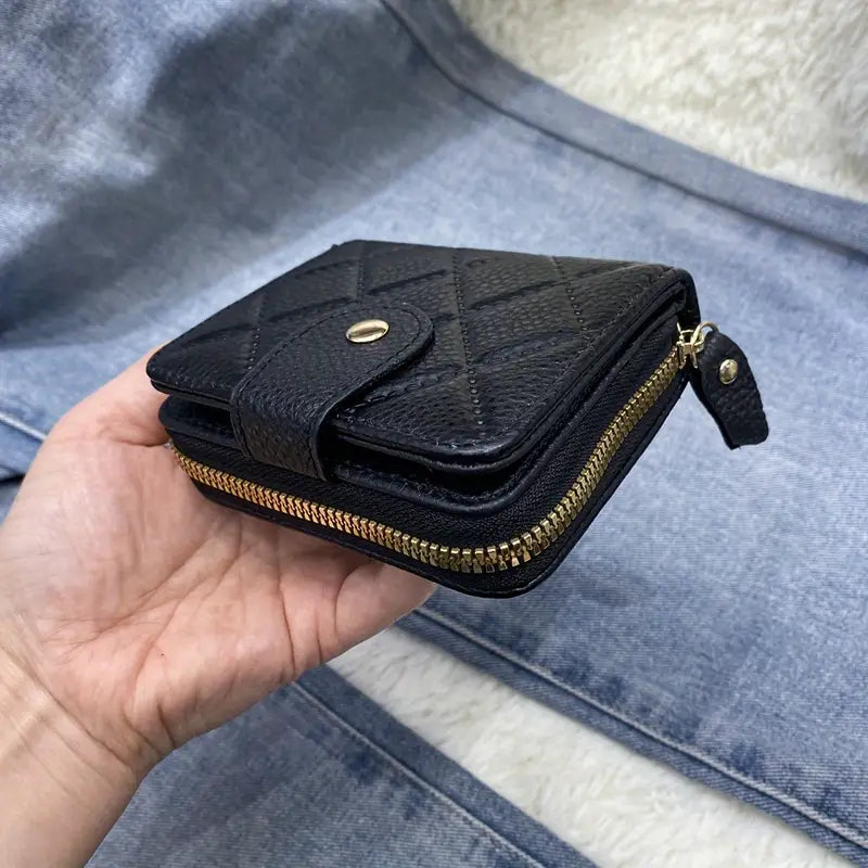 Portefeuille femme noir en cuir – Compact, élégant et pratique