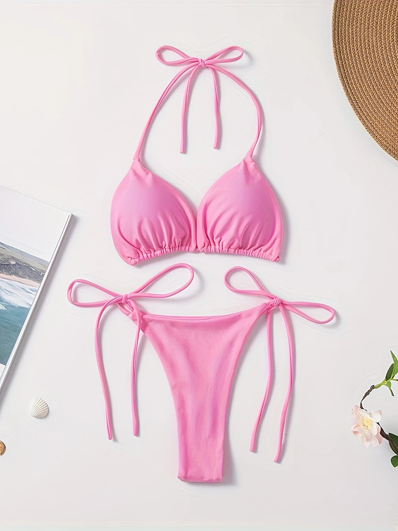 Bikini Femme 2 Pièces à Nouer – Maillot de Bain Triangle Dos Nu, Style Plage & Été Séduisant