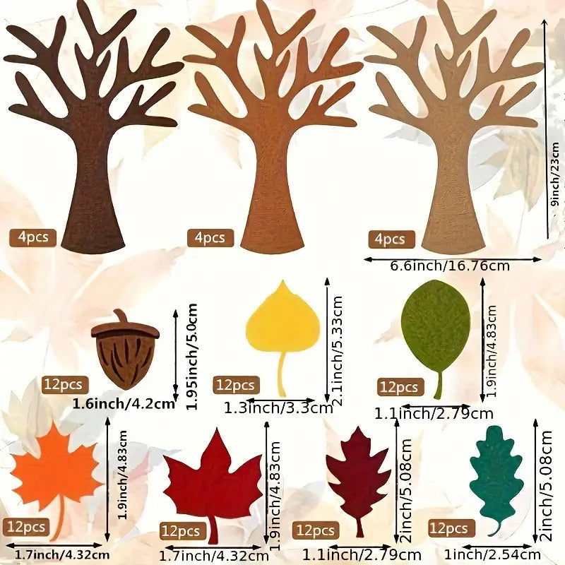 Kit DIY Arbre d’Automne en Feutrine – Feuilles Décoratives à Assembler pour Loisirs Créatifs et Artisanat