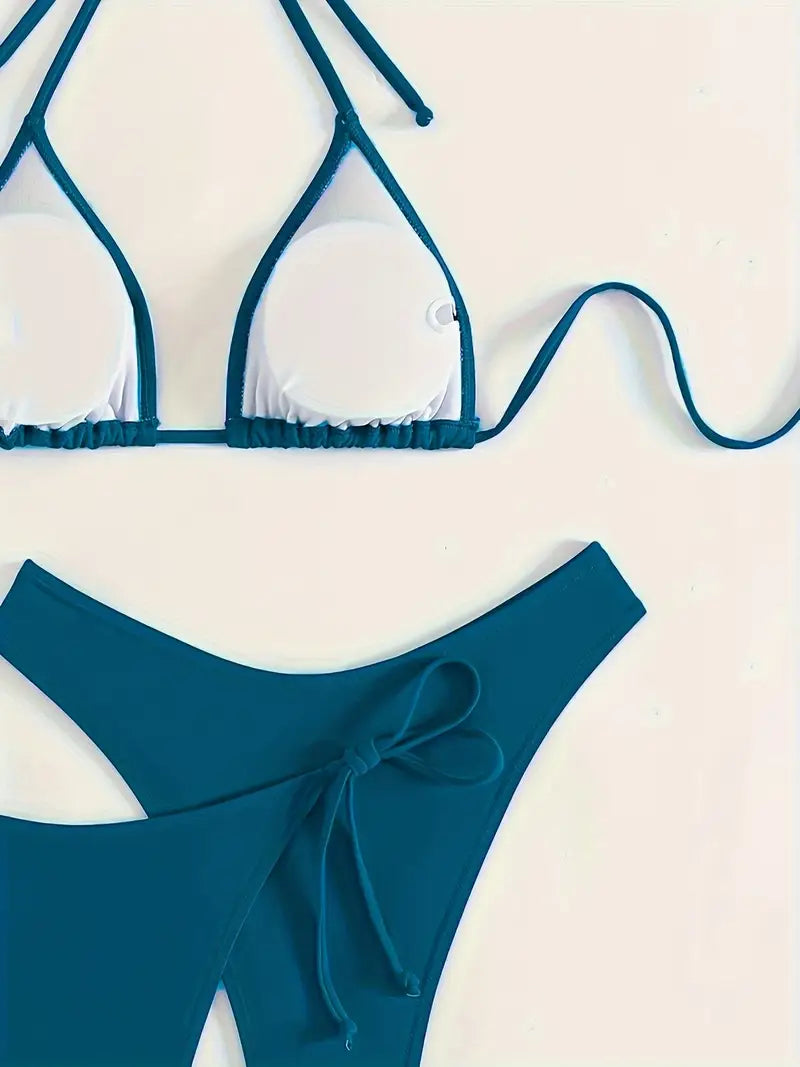 Ensemble Bikini Brésilien – Triangle Ajustable & Bas Échancré à Nouer
