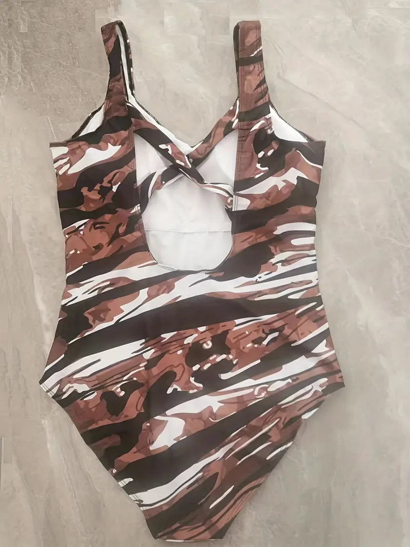 Maillot de bain une pièce galbant à rayures pastel – Confort et style grande taille