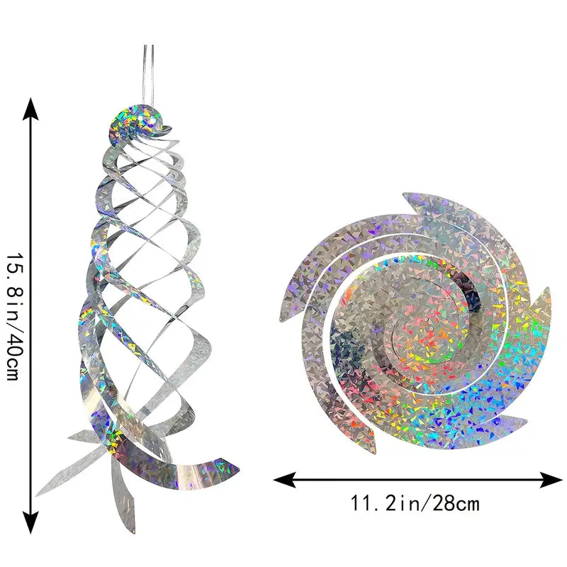 Répulsifs Visuels Anti-Oiseaux – Spirales Holographiques Réfléchissantes 40cm pour Jardins, Balcons et Verandas