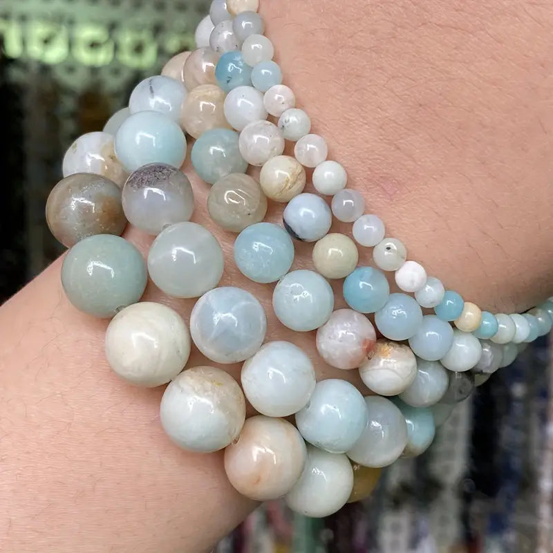 Perles rondes en pierres précieuses naturelles multicolores – Pierres en vrac pour création de bijoux, DIY et lithothérapie