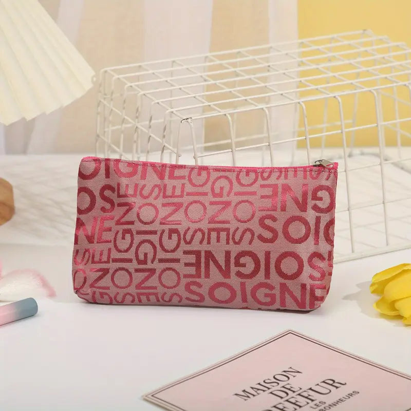 Trousse de maquillage colorée en tissu imperméable Pochette cosmétique légère et tendance