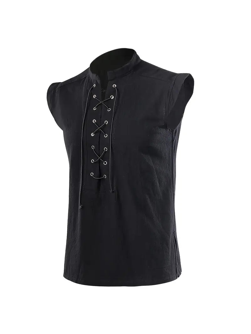 Débardeur fantaisie homme – Top sans manches à lacets style médiéval tendance
