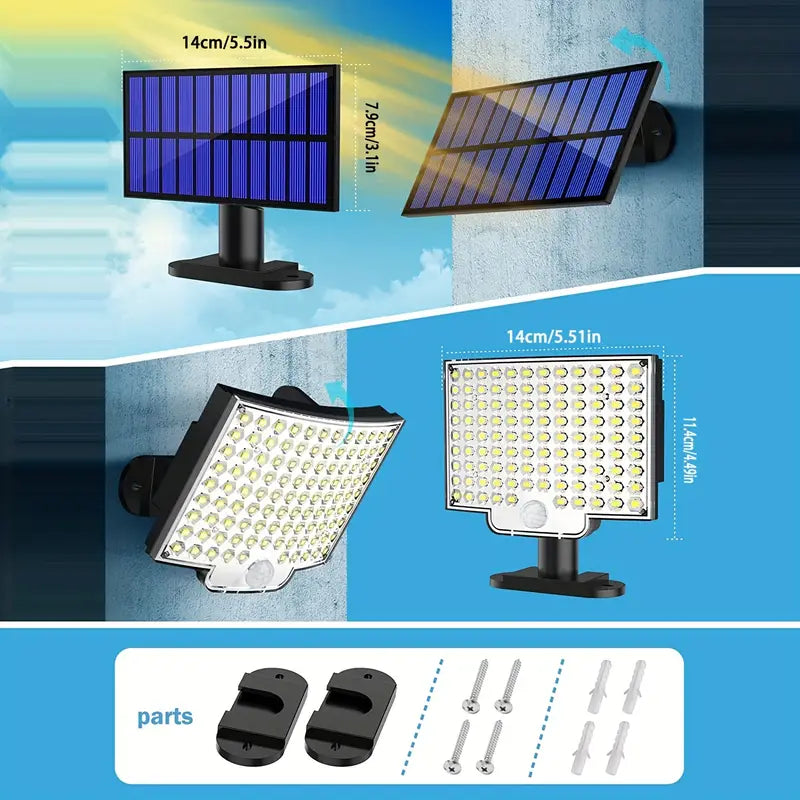 Projecteur Solaire LED Extérieur avec Panneau Séparé – Éclairage Puissant Étanche avec Détecteur de Mouvement
