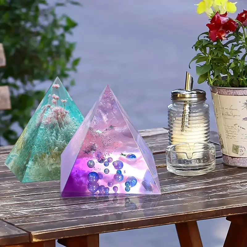 Moule en silicone pyramide orgonite – DIY résine époxy pour bijoux énergétiques, décoration et art spirituel