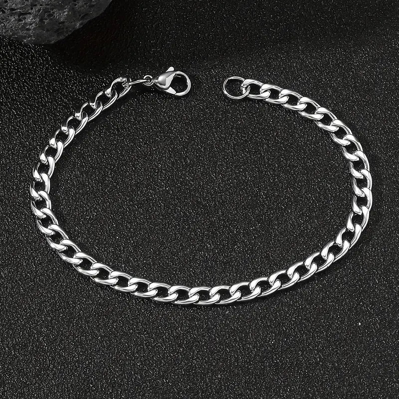 Bracelet homme chaîne cubaine en acier inoxydable argent – Bijou élégant et robuste