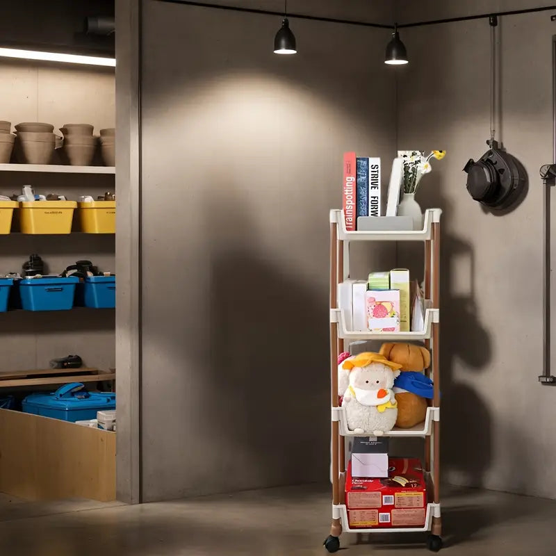 Étagère de rangement mobile à roulettes – Chariot modulable en plastique pour livres, fournitures et jouets
