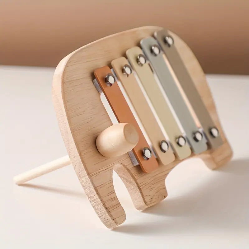 Xylophone Éléphant en Bois pour Enfants – Jouet Musical Éducatif aux Couleurs Douces Montessori