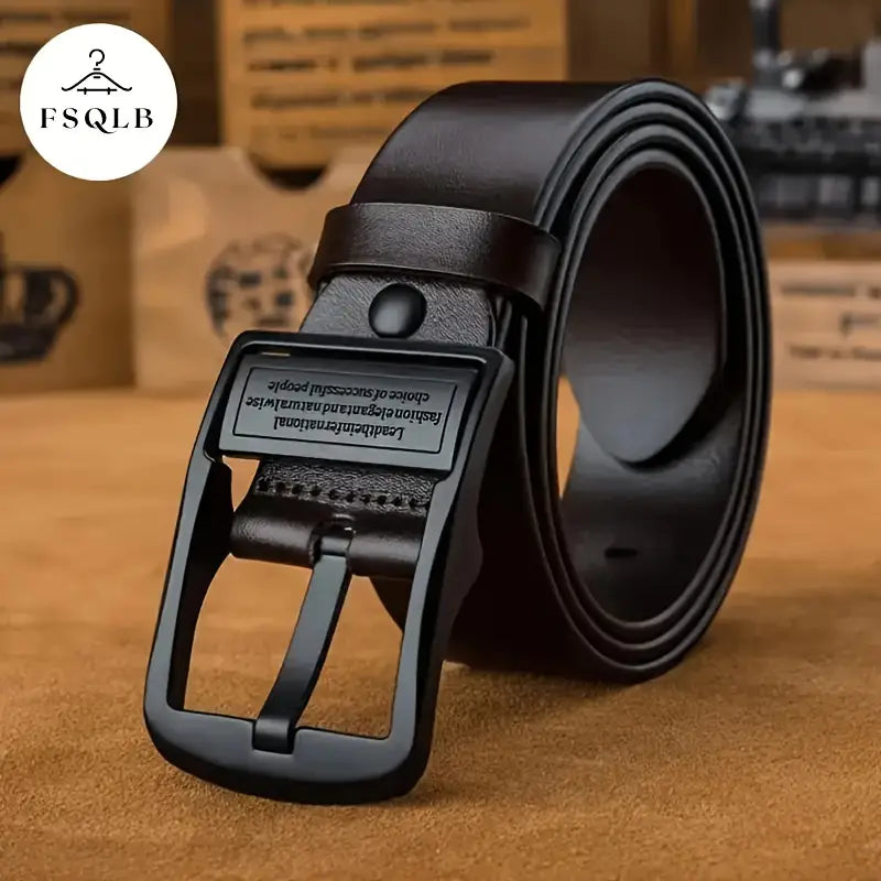 Ceinture homme noire en cuir avec boucle automatique élégante – Style business et décontracté
