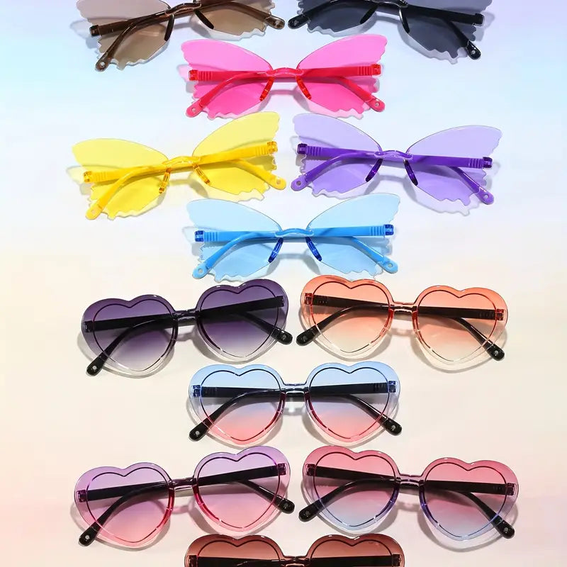 Lunettes de soleil enfants colorées – Formes cœur et papillon tendance, protection UV
