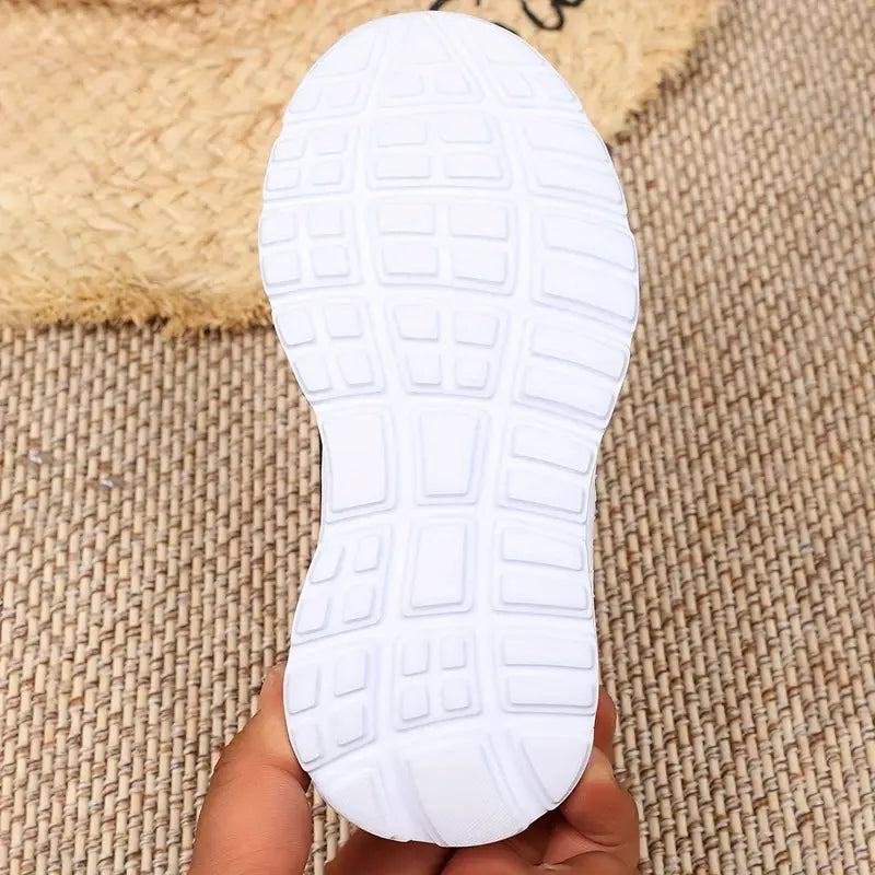 Baskets fille noires à scratch – Chaussures légères sans lacets confortables et respirantes