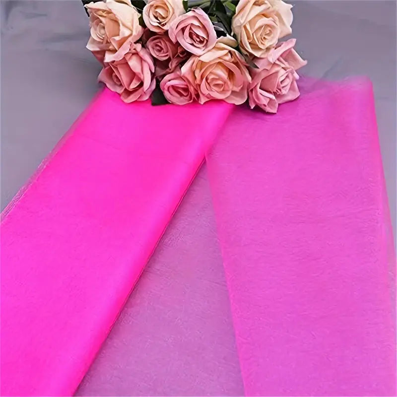 Tulle organza jaune fluo pour emballage cadeau – Rouleau tissu décoratif transparent pour artisanat, bouquets et événements