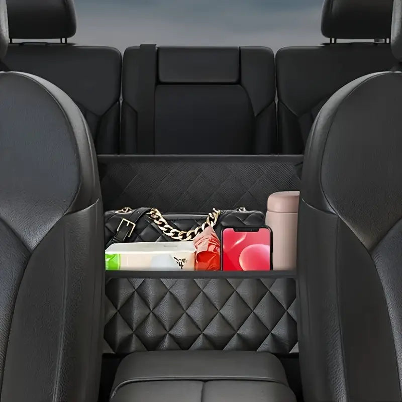 Organisateur de Voiture en Cuir – Filet de Rangement entre Sièges pour Sac à Main et Accessoires