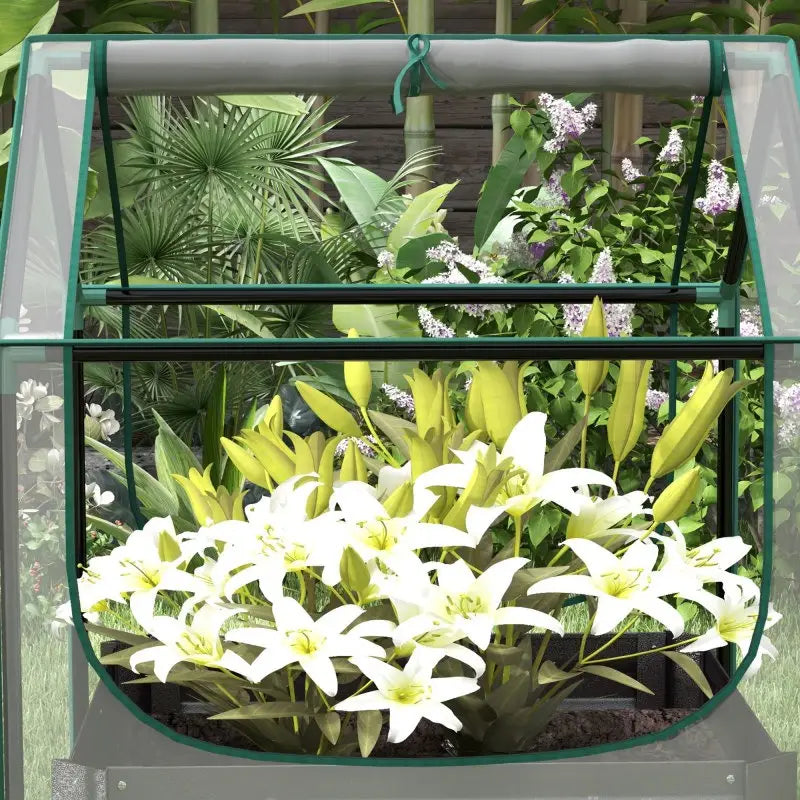 Serre de jardin avec jardinière intégrée – Potager surélevé idéal pour cultiver plantes, fleurs et légumes