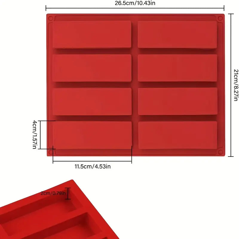 Moule Silicone 8 Cavités pour Barres Énergétiques et Barres de Céréales – Résistant au Chaleur, Antiadhésif et Réutilisable