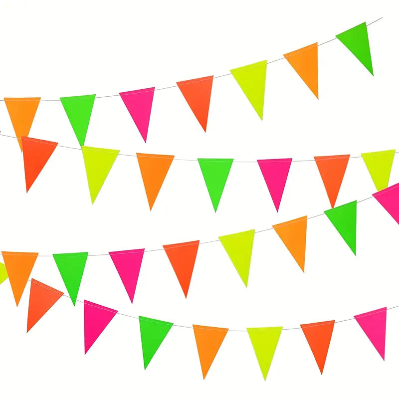 Guirlande Fanions Fluorescents Néon – Décoration de Fête, Anniversaire, Soirée Fluo & Événement Festif