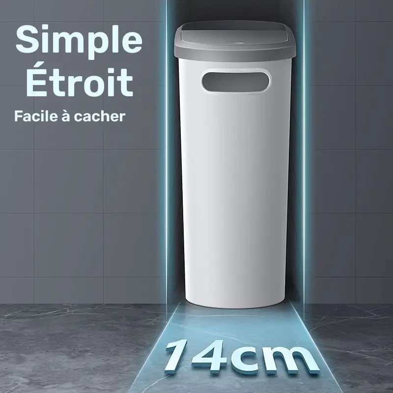 Poubelle de Salle de Bain Compacte à Couvercle – Design Mince avec Ouverture Facile et Gain de Place