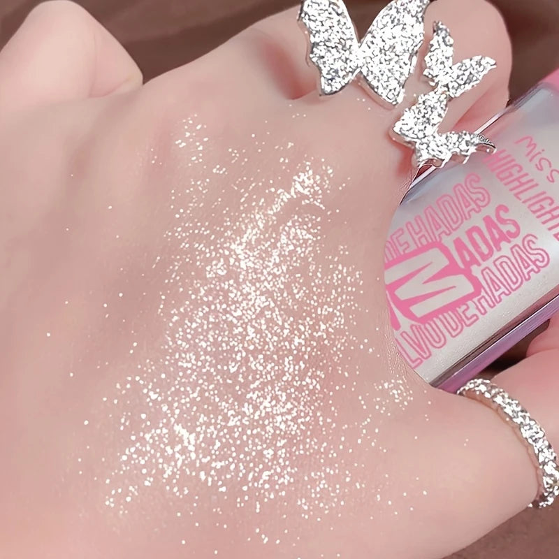 Enlumineur Liquide avec Applicateur Éponge – Highlighter 3 Teintes pour Visage, Lèvres et Cheveux