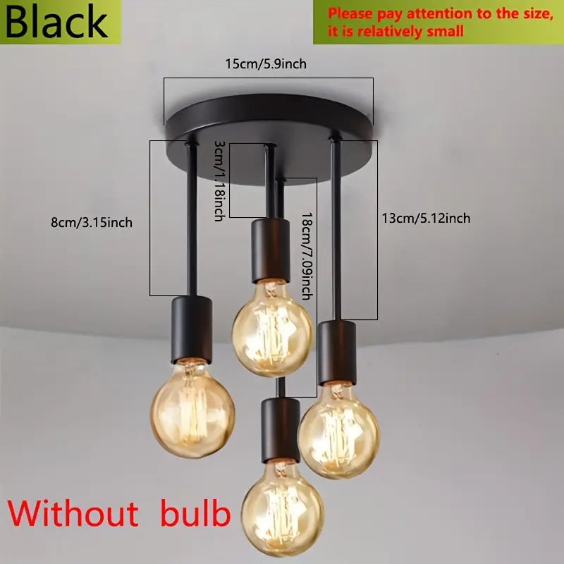 Plafonnier Industriel Moderne à 4 Ampoules – Luminaire Suspendu Design Vintage pour Salon et Salle à Manger