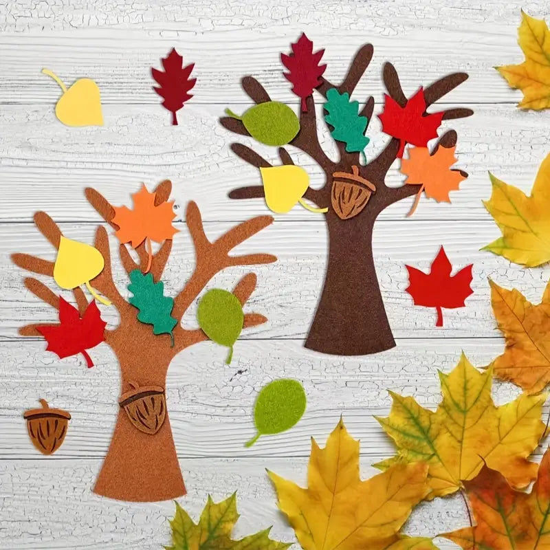 Kit DIY Arbre d’Automne en Feutrine – Feuilles Décoratives à Assembler pour Loisirs Créatifs et Artisanat