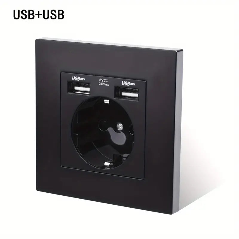 Prise murale double USB + Type-C intégrés – Prise européenne encastrable 16A pour charge rapide smartphone et tablette