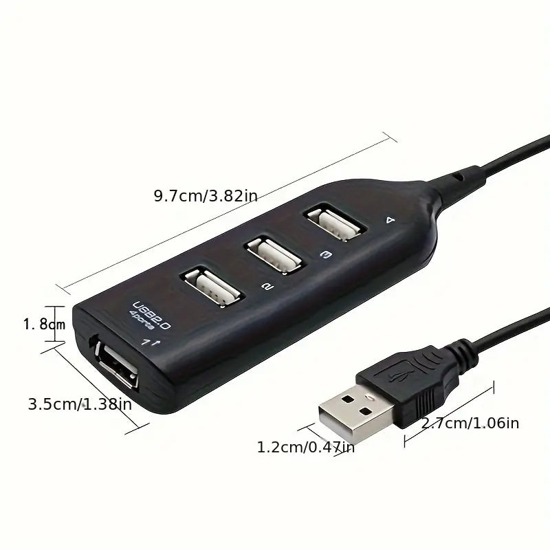 Hub USB 2.0 à 4 ports – Répartiteur haute vitesse pour PC, Mac, clavier, souris et accessoires