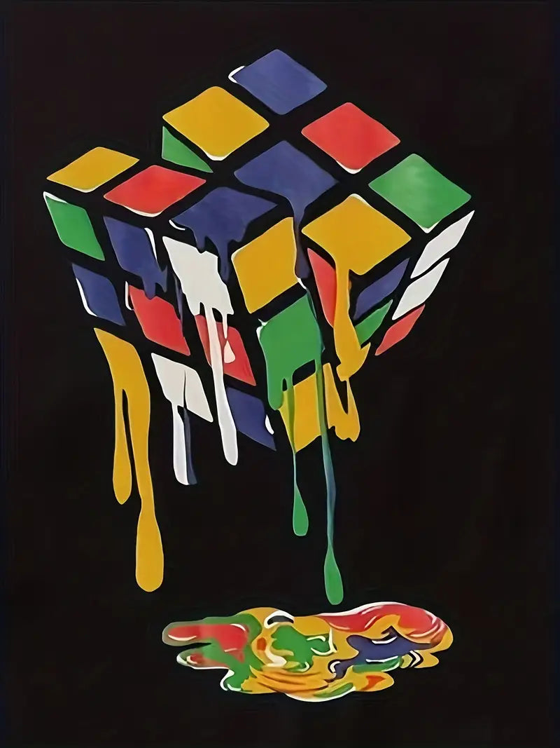 Sweat à capuche garçon bleu – Haut tendance avec imprimé Rubik’s Cube coloré, confortable et stylé