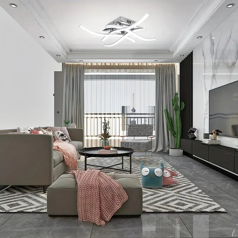 Plafonnier LED Design Moderne en Forme Ondulée – Luminaire d’Éclairage Intérieur pour Salon, Salle à Manger et Chambre