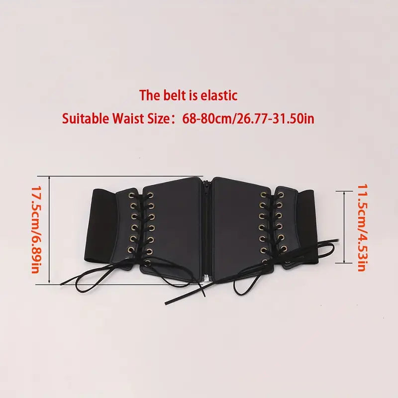 Ceinture Corset Femme Noire – Large à Lacets, Taille Haute Élastique, Accessoire Mode Chic