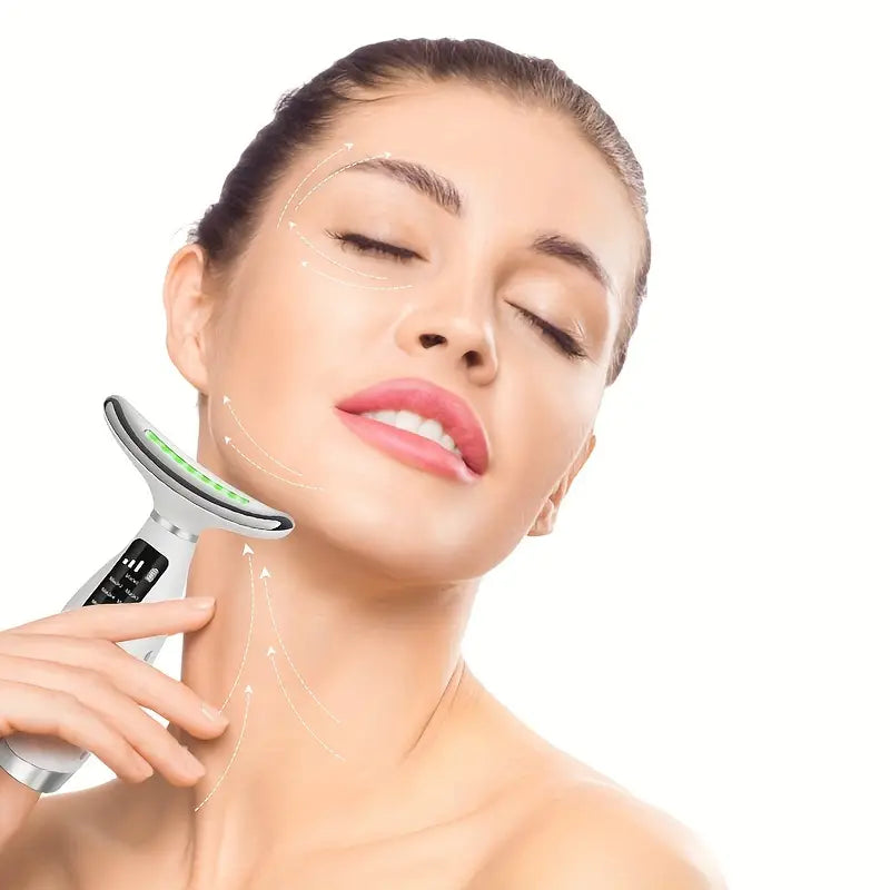 Appareil de Massage Raffermissant Visage & Cou – 7 Modes, Lumière LED, Anti-Âge et Drainage Lymphatique