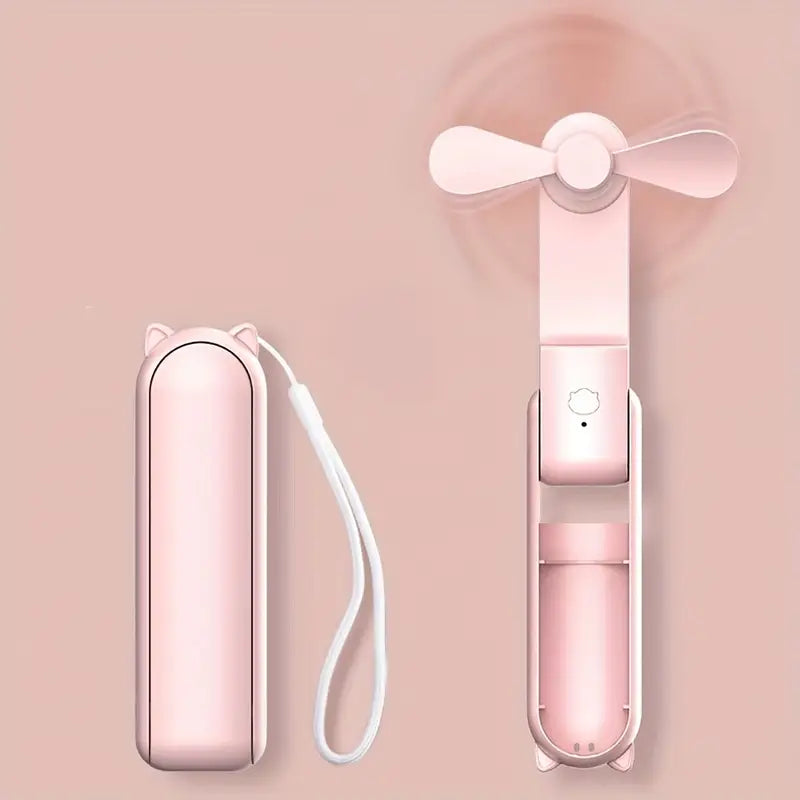 Mini Ventilateur USB Portable Pliable – Design Oreilles de Chat, Rechargeable et Silencieux