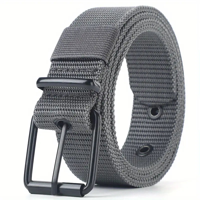 Ceinture homme noire en toile résistante avec boucle métallique – Style décontracté et durable