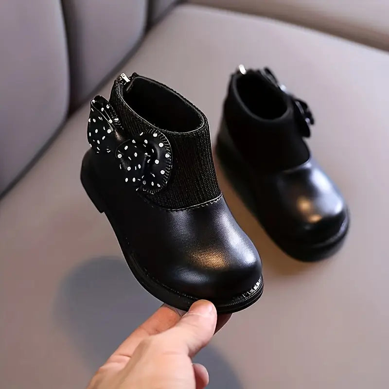Bottes fille blanches avec nœud à pois – Confort et élégance au quotidien