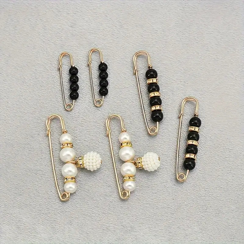 Épingle femme décorative dorée avec perles élégantes – Accessoire chic pour manteau et robe